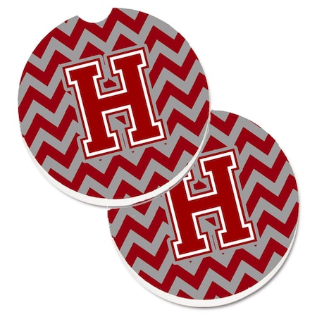 Carolines Treasures Letter H Chevron Maroon and White Cup Holder Car Coaster, PK2 CJ1049-HCARC